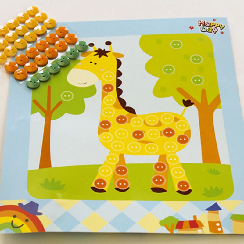 3D Puzzles jouets pour enfants créatifs enfants collant Art Kit boutons Art assemblage enfants illumination jouets éducatifs (lot de 12)