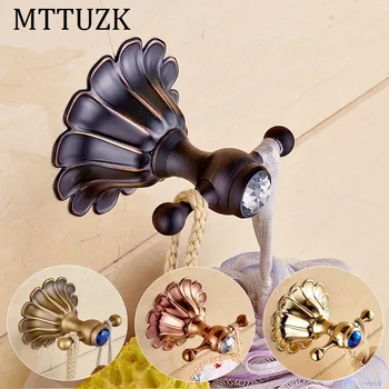 

MTTUZK Oil bubbed Bronze Robe Hooks Wall Hook brushed double Clothes Hanger Towel Hooks clothes hooks Bathroom Accessories