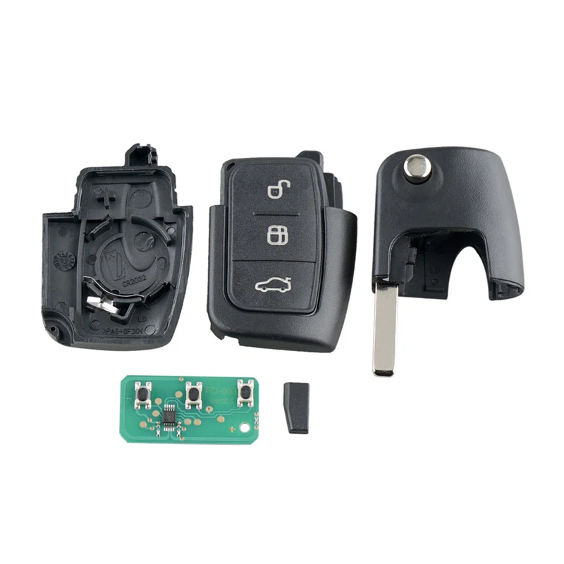 

Dzanken 3 Bottons Remote Car Key 433 MHZ for FORD MONDEO FOCUS CMAX GALAXY FIESTA& Transponder Chip& Uncut Blade