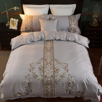 

8 Colors Egyptian Cotton Bedding set Embroidered King Queen size 4/7Pcs Luxury Wedding Duvet cover set Bedsheet set Pillowshams