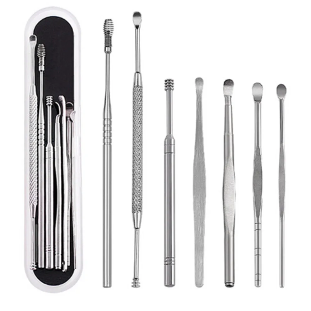 7pcs/set Stainless Steel Ear Wax Pickers Cleaner Earpick Wax Remover