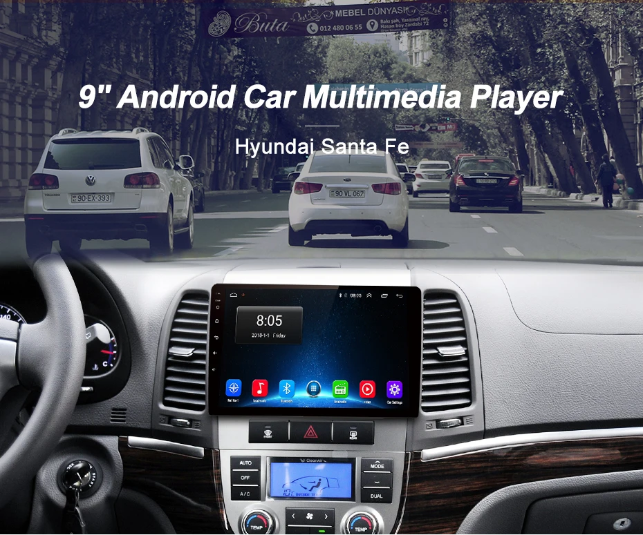 Junsun 2G+ 32G Android 8,1 для hyundai Santa Fe 2006-2012 Авто 2 din Радио стерео плеер Bluetooth gps навигация нет 2din dvd