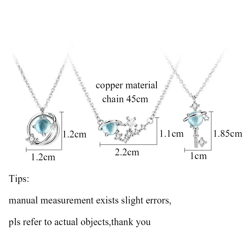 Серебряная розовая золотая цепочка Вселенная планета подвеска ожерелья звезда Сатурн синий кристалл корейская мода ювелирные изделия для женщин Подарки S34