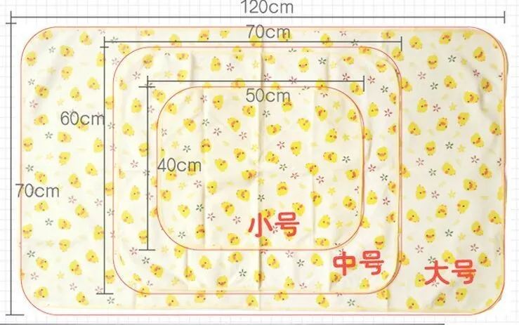 Коврик для переодевания малыша 3 размера Детский водонепроницаемый коврик для мочи хлопок моющийся непромокаемый простыня коврик 70x120 см большой trq0030