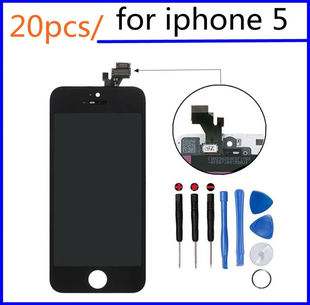 

20PCS/LOT Original LCD For iPhone 5 5G LCD With Touch Screen Digitizer Assembly Display Replacement Free shipping DHL