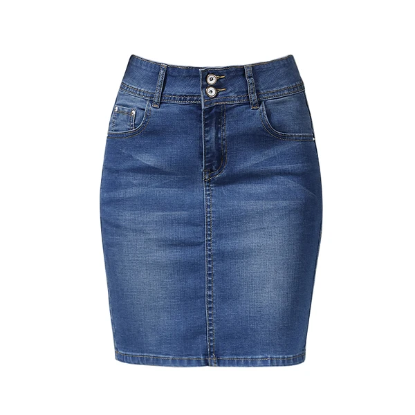 Джинсовая юбка тонкая женская джинсовая юбка-карандаш для девочек модная прямая мини-юбка с карманами летняя повседневная короткая юбка большого размера - Цвет: Blue