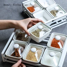 Кухня соль сахар приправа коробка четыре сетки один бытовой Набор банок для приправ нордическая керамическая приправа коробка для хранения