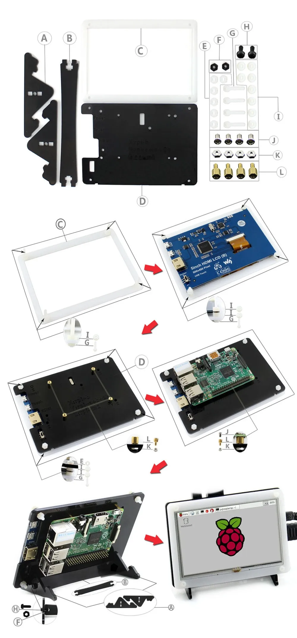 5inch-HDMI-LCD-B-Bicolor-Holder-LCD-assemble