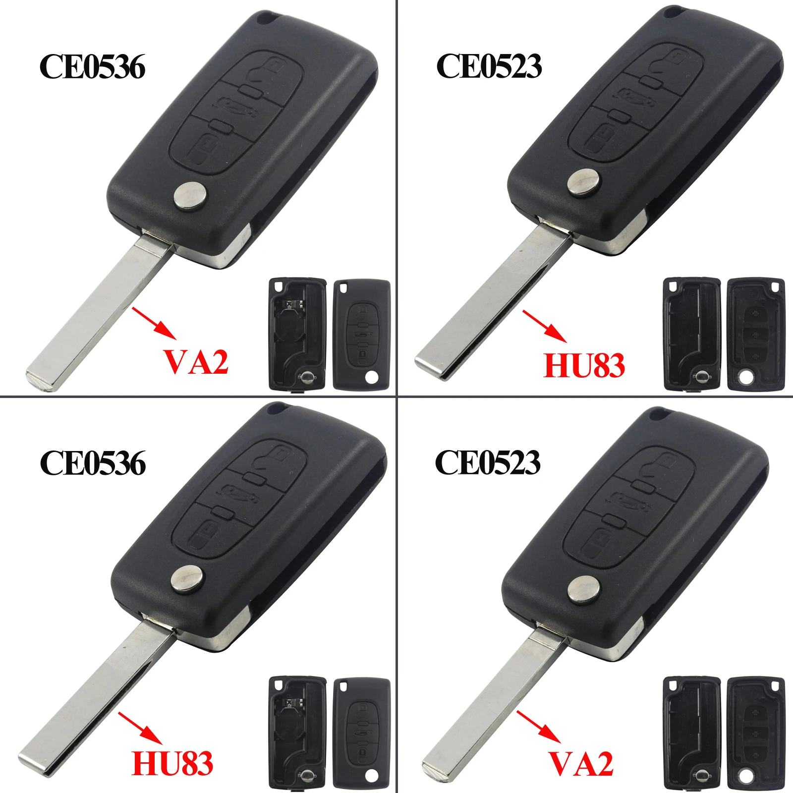 

Kutery 3 Buttons Remote Key Shell for Citroen C2 C3 C4 C5 C6 C8 XSARA PICA for Peugeot 407 307 308 607 HU83/VA2 blade