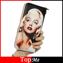 Damen Brieftaschen Dame Handtaschen Lange Geldsäcke Marilyn Monroe Muster Reißverschluss Geldbörse Kartenhalter Kupplung Frau Wallet Burse Taschen