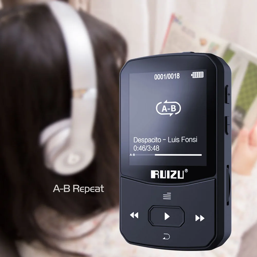 MP3 плеер RUIZU X51 с зажимом, Bluetooth, спортивный MP3 музыкальный плеер с рекордером, fm-радио, поддержка TF карты, можно подключить телефон