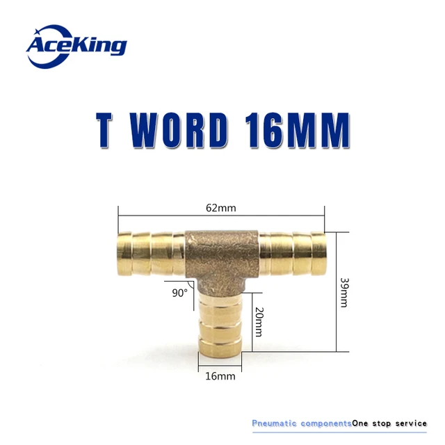 All copper pagoda joint y-type gas pipe three-way gas pipe straight hose joint fitting t-type three-way four-way joint gree head T mord 16MM