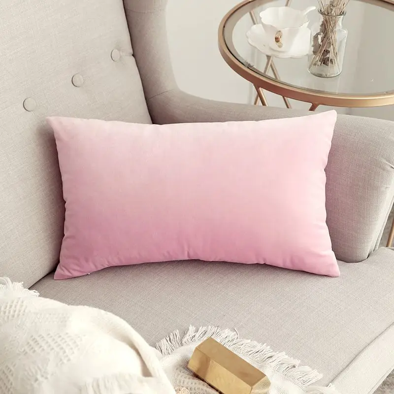 Декоративная бархатная наволочка для подушки, мягкая удобная наволочка для подушки, однотонный квадратный чехол для подушки для дивана, спальни, автомобиля, 30x50 см - Цвет: Bright Pink