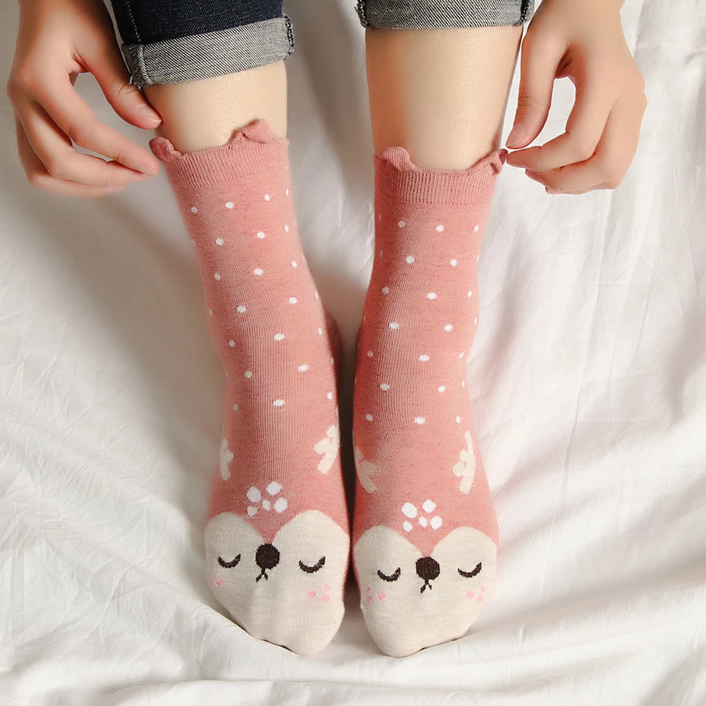 2 пары, удобные носки с ушками животных, 19 узоров, милые женские короткие носки, модные мягкие хлопковые носки по щиколотку