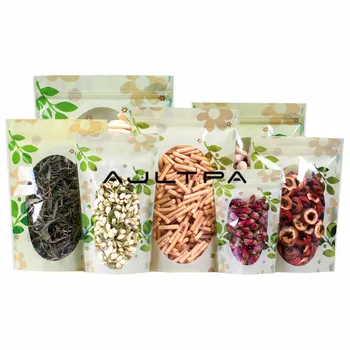 

2000pcs/lot Green leaf printing plastic self-sealing bag food tea packaging bag zipper snacks bags Factory wholesale