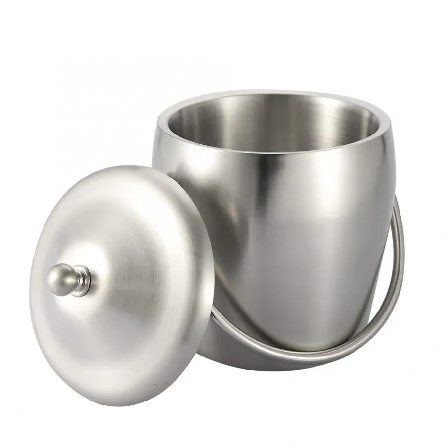 

Hot Stainless Steel Double Wall Ice Bucket Insulation Wine Drinkware with Lid and Handle Cup for Beer Tea Milk Drink