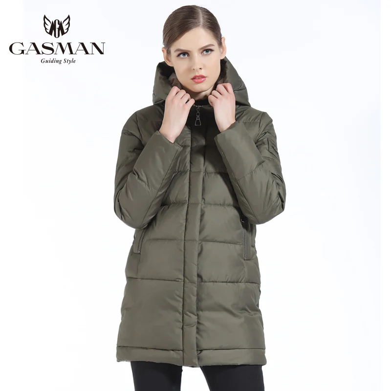 GASMAN 2018 New Fashion Winter Bio Down Jacket Womens Medium Length Overcoat Brand Warm Female Thick Parka White Coat Women