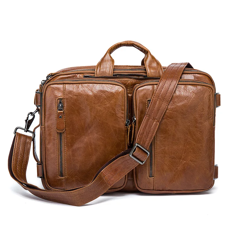 

Genuine leather handbag business briefcase Laptop bag High capacity Messenger handbag Natural cowhide Soft skin Crossbody bag