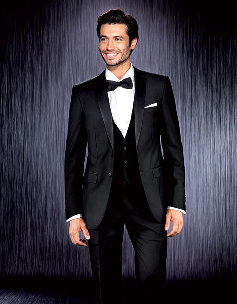 New Arrival 3 Suit Style For Man Clothes Black Notched Lapel Groom Tuxedos Groomsman Suit Tailored Man Suit(jacket+Vest+pants)
