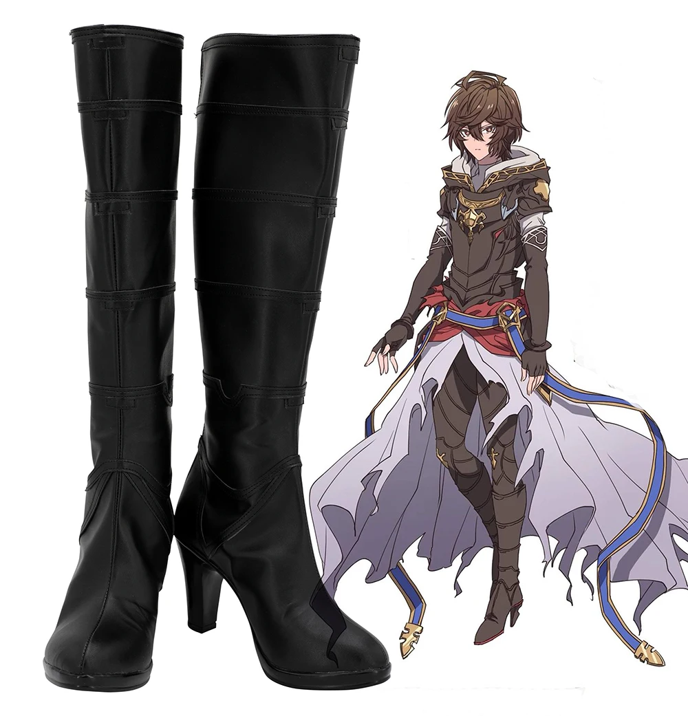 

Granblue Fantasy Sandalphon Cosplay Boots Black High Heel Shoes Custom Made for Unisex