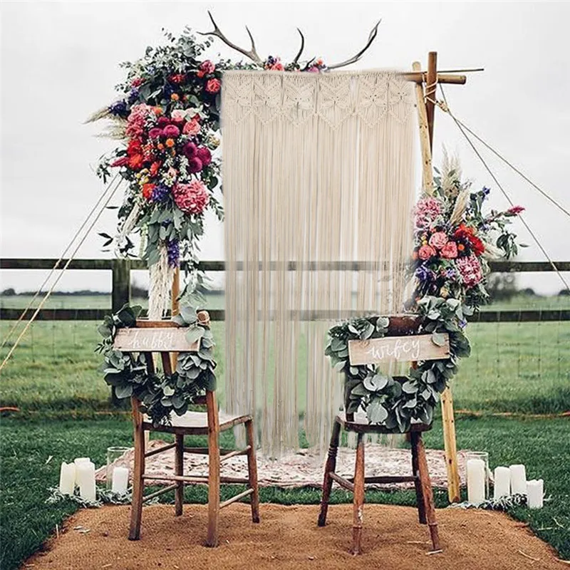 

Super Huge Handcrafted Macrame Hanging Drop Cotton Thread Bohemian Style Wall Hanging Retro Wedding Backdrop Home Decor 90*180cm