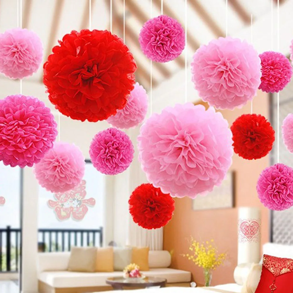 

New HOT 1PC Paper Pom Pom For Wedding Party Decor 30 Colors 4/6/8/10inch Good Quality Home Garden Supplies Tissue Pom Poms ZY150