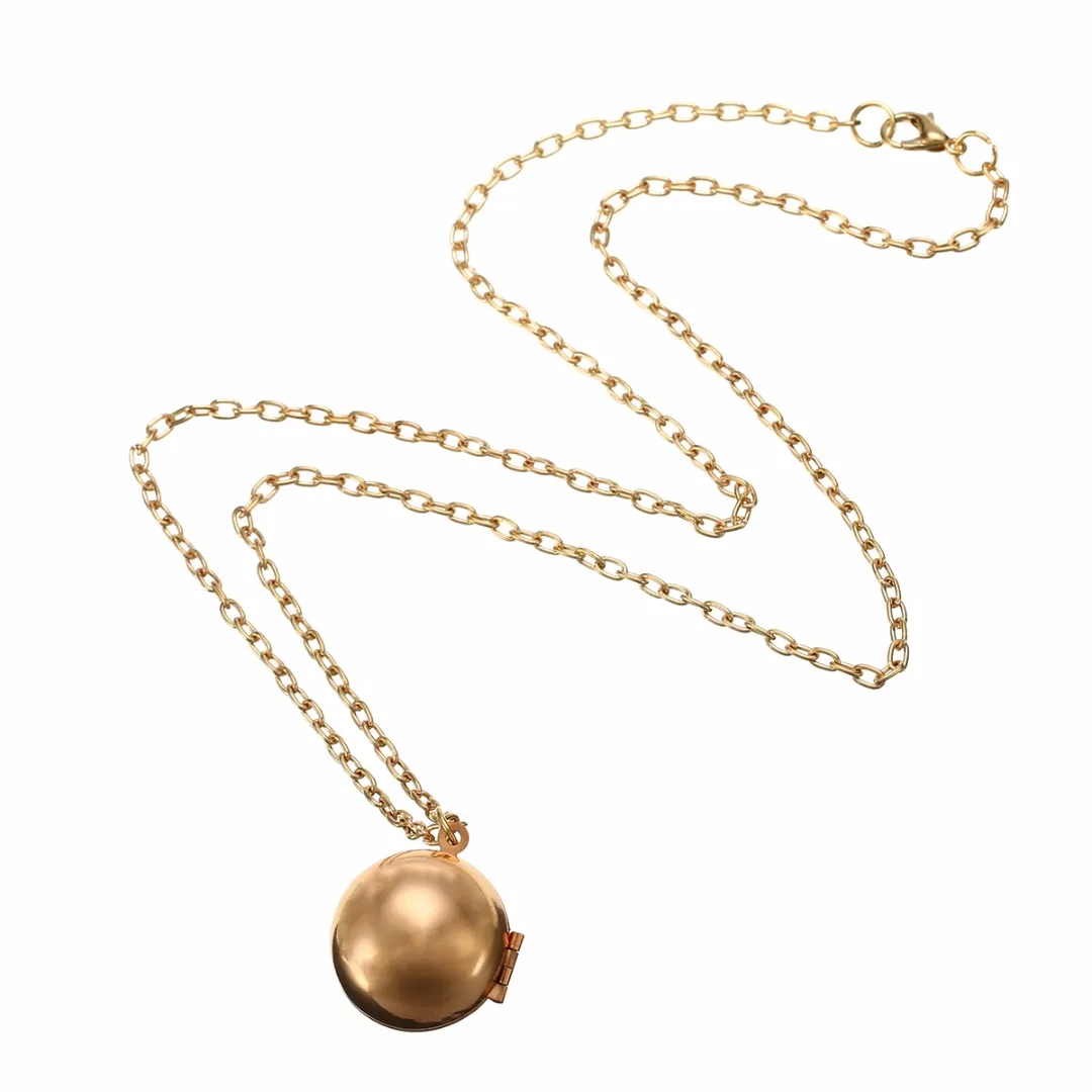 Charm Vintage lady Secret Message Ball Locket Silver Gold Pendant Necklace Jewelry Make A Love Confession Sweater Necklace Gift