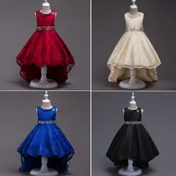Детское платье принцессы для девочек, кружевное платье со шлейфом для девочек, детская одежда для выступлений, юбки для рождественской