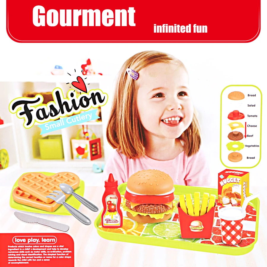 Kids Plastic Food Toy Pretend Play Kitchen Set Hamburger And Hot Dogs Play Kitchen Food Set With Accessories Educational Toys Kitchen Toys Aliexpress