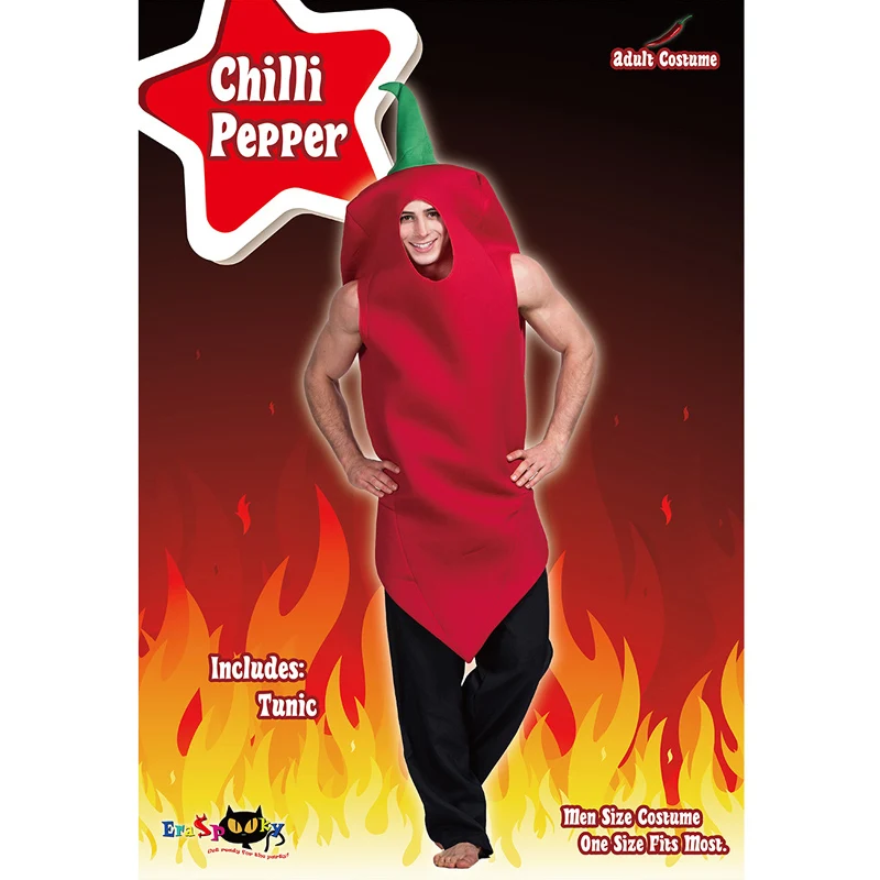 Halloween party cosplay adult men red chilli pepper costume jumpsuit