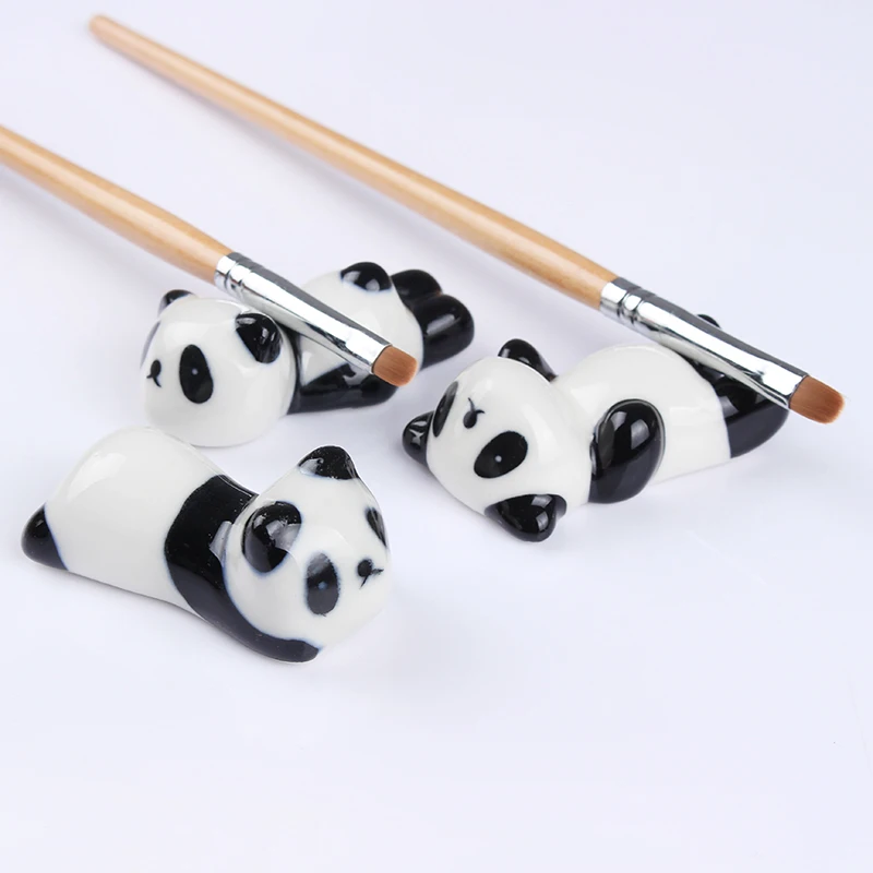 

1Pc Nail Brush Pen Rack Ceramic Stand Holder Panda Manicure Tool Random Pattern