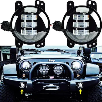 

Set 4'' Round High Power LED Fog Light Lamp for 07~14 Wrangler JK 30W LED Fog Lamp Led Headlamp Headlight Auto DRL Lighting
