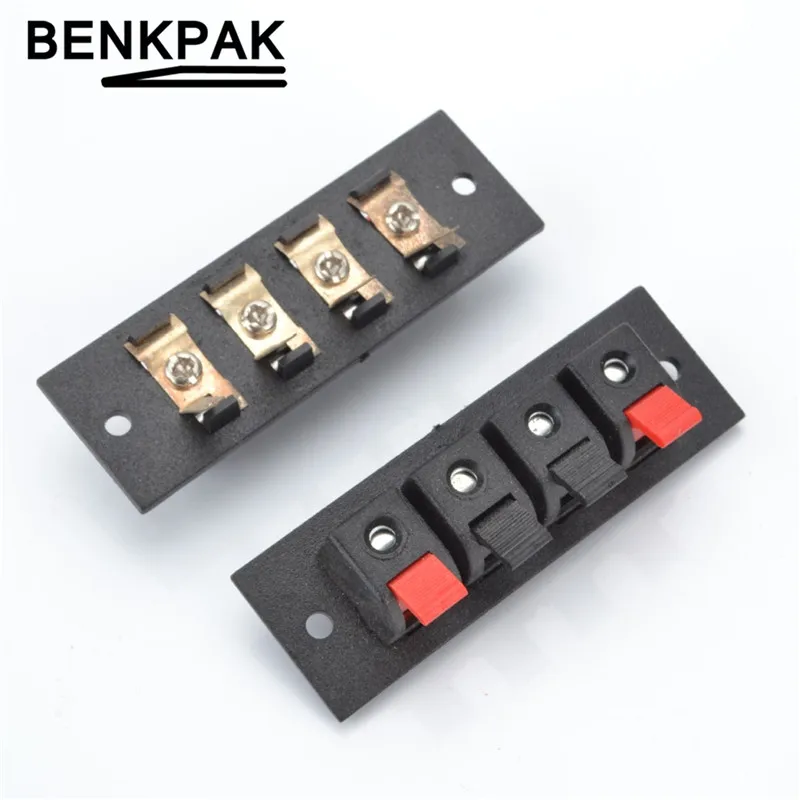 

2pcs BENKPAK high quality Push Type Speaker Terminal Board 4 Positions Stereo Power Audio Strip Connector 72X24