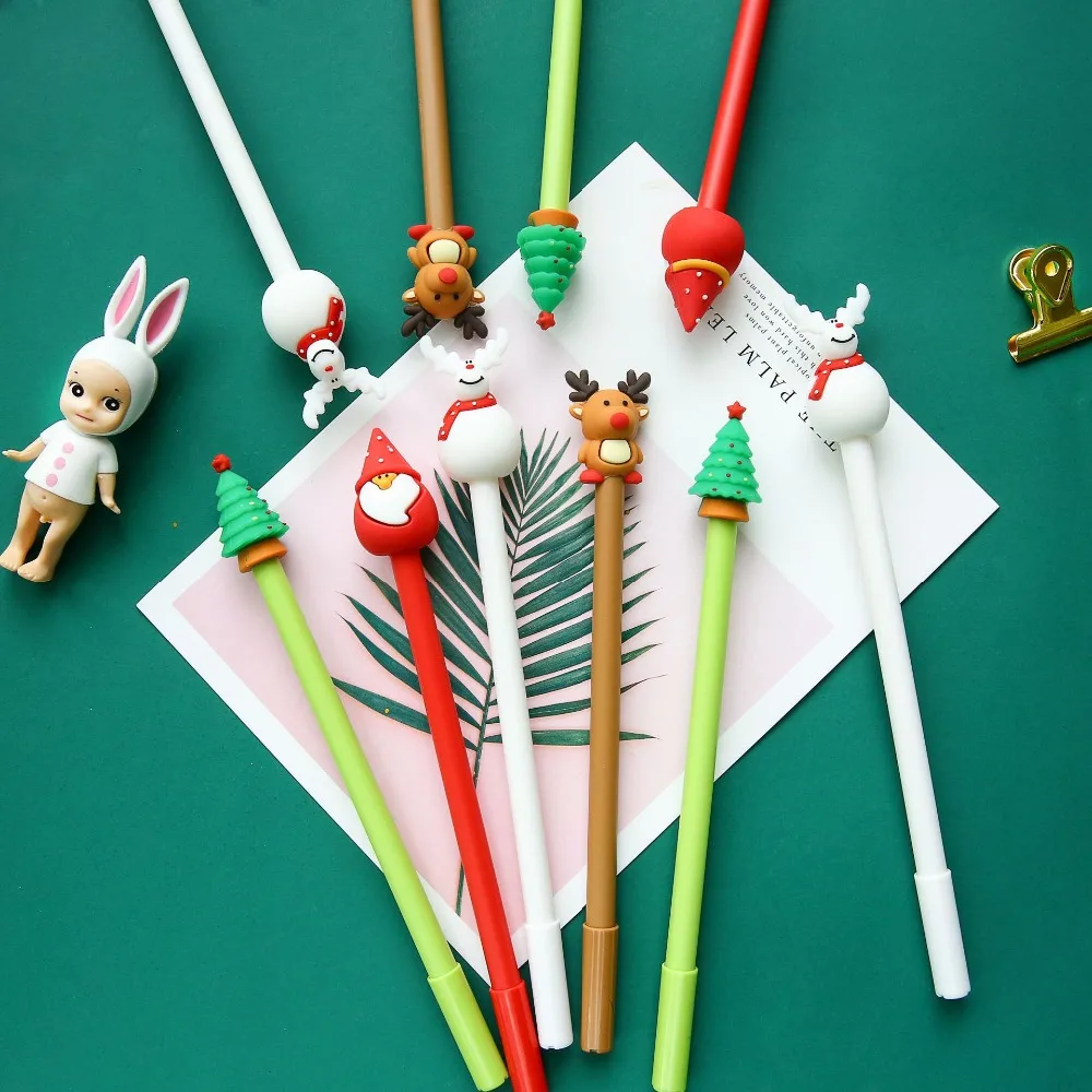 

36Pcs/Set Kawaii Gel Pencils Cute Cartoon Christmas Pen 0.5mm Blue Black Ink Colored Writing Gel Pen Office School Stationery
