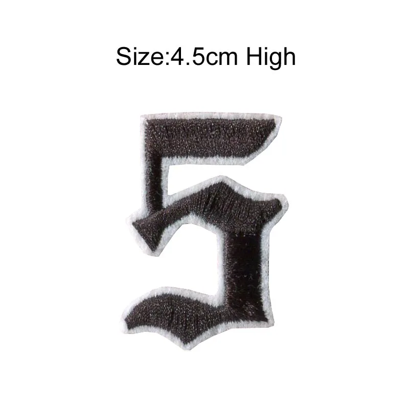 5 black White patch 1 шт., 4,5 см, высота 0-9, красный, черный, белый цвет, ткань с цифрами, Смешанные Вышитые нашивки, Пришивные железные бейдж-украшения для одежды - Цвет: 5 black White patch