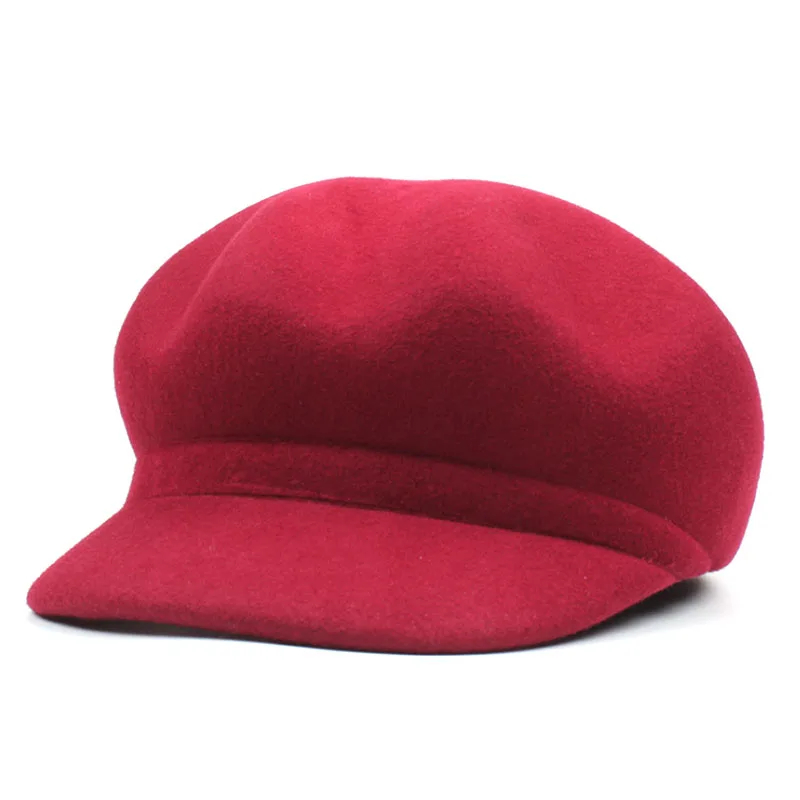[AETRENDS] 7 одноцветных шерстяных беретов, кепка в британском стиле, официальная женская шапка, шерстяные береты, шапка с плоской подошвой, gorro feminino inverno Z-6849 - Цвет: Wine Red