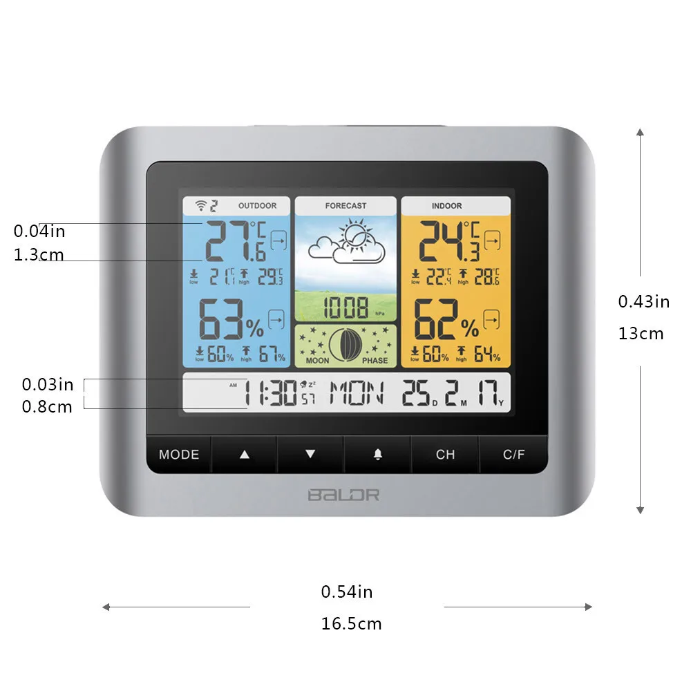 Водонепроницаемый беспроводной Метеостанция погоды датчик температуры погоды барометр Цифровой Открытый термометр гигрометр Будильник