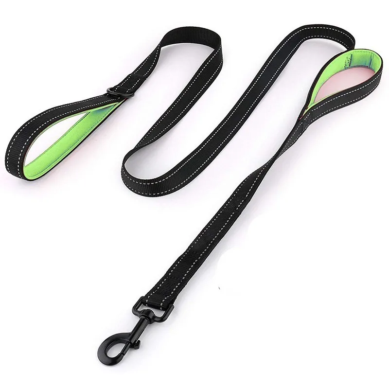 Benepaw Reflective Padded Dog Leash Two Handle Durable Small Medium Large Dog Pet Training Leash Nylon Lead 7 Colors leather dog collars Dog Collars