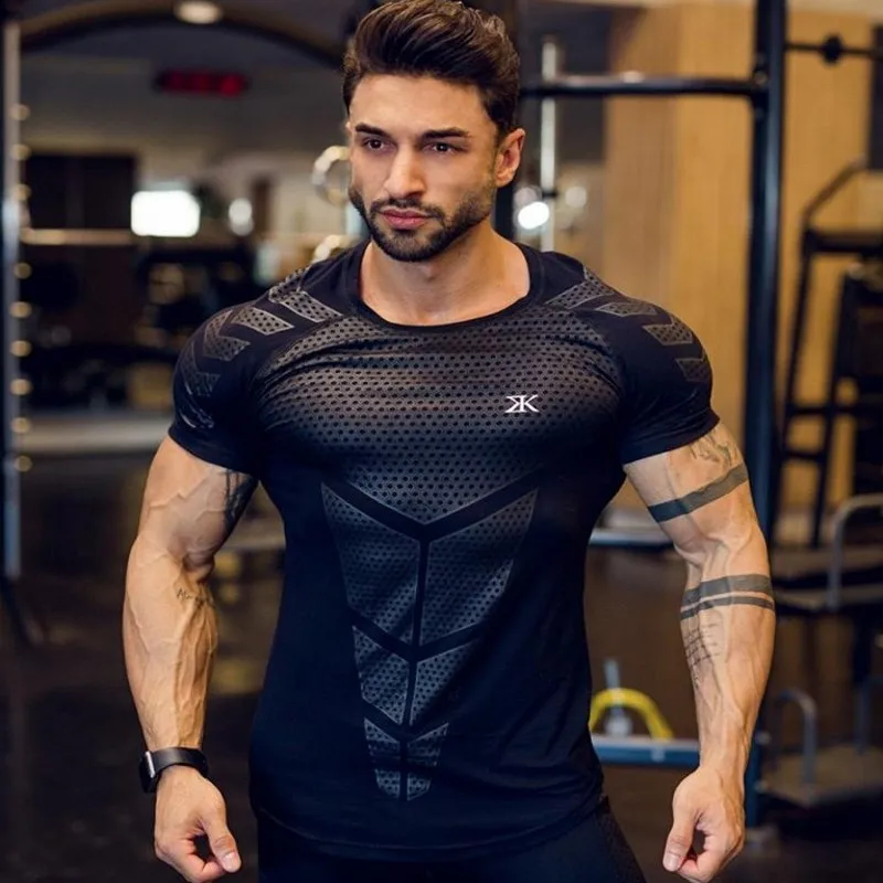 

BULKING Quick Dry Compression Men's Short Sleeve T-Shirts Running Shirt Fitness Tight Tennis Soccer Jersey Gym Demix Sportswear