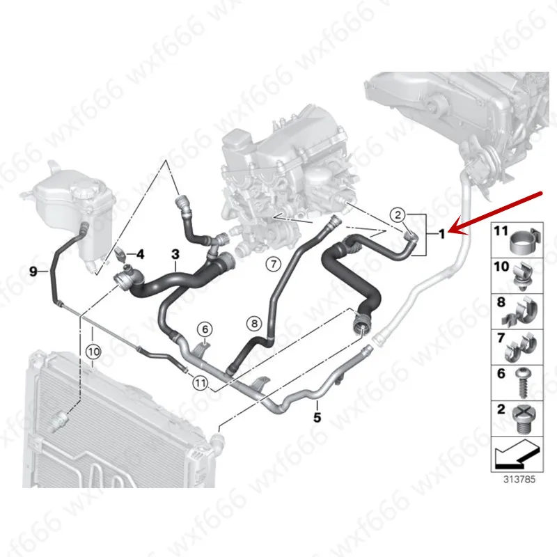 Автомобильный двигатель бак для воды Впускной шланг E90 320I N46 N45 E93 E84 X1 2005b mw2014 gt 18I радиатор охлаждения соединительной трубы