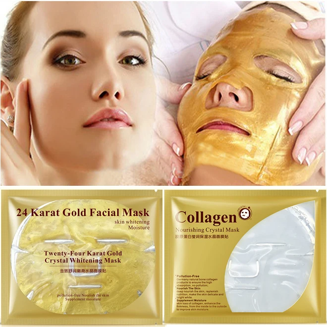 24 K Gold коллагеновая маска для лица Crystal Gold коллаген для лица маски увлажняющая отбеливающая Антивозрастная маска для ухода за кожей