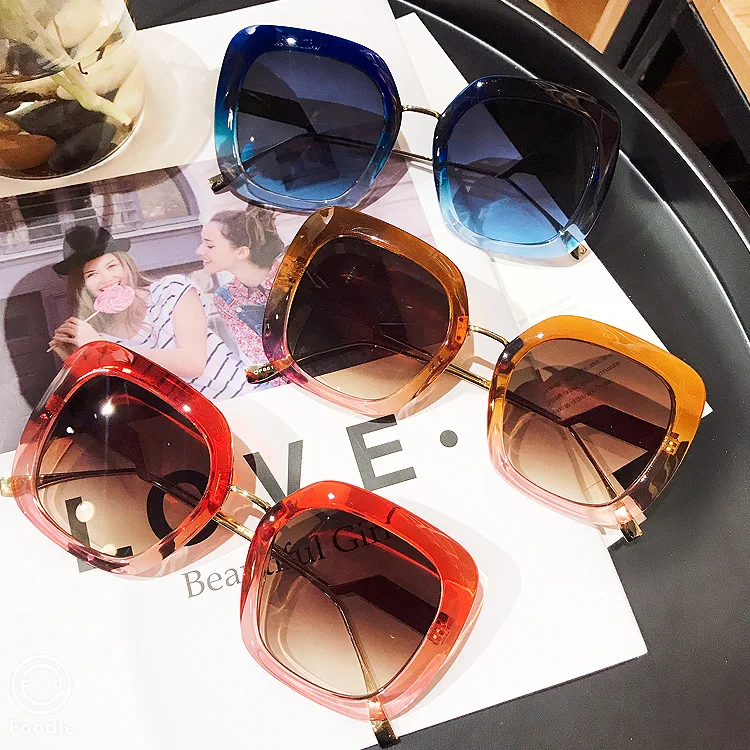 

MINCL/ Green Sunglasses Fashion Woman 2019 New Pink Yellow Glasses Orange Tint metal Legs Luxury Brand Square Sunglasses Men NX