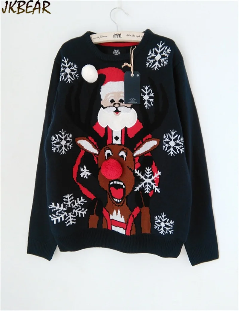 Funny Ugly Christmas Sweaters with Santa Claus Rudolph the Red Nose