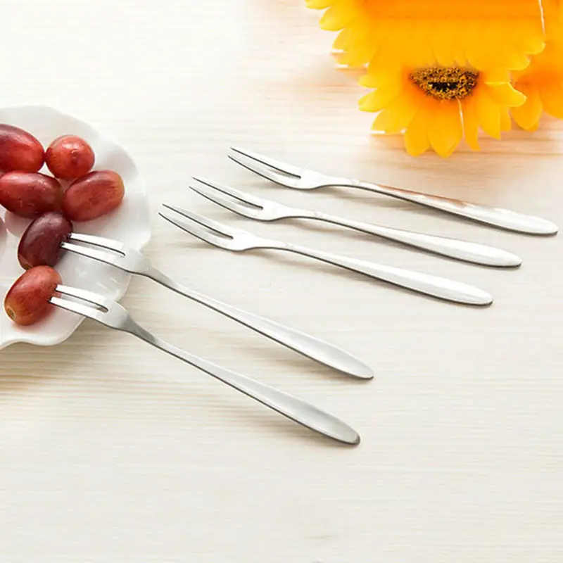 2Pcs Fruit Fork High Quality Stainless Steel Tasting Appetizer Forks