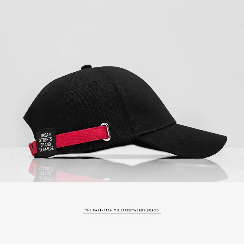 

European Style Street hip hop Black and Red Hit Color Adjustment with Curved Canopy Cap Baseball Cap Sun Hat Men and Women