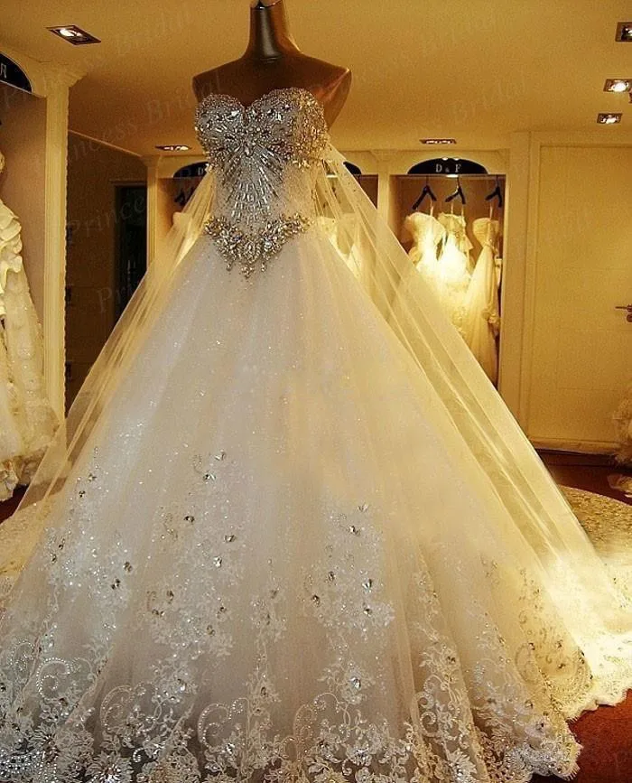 envío gratis caro noble de lujo puffy balón vestido de novia royal