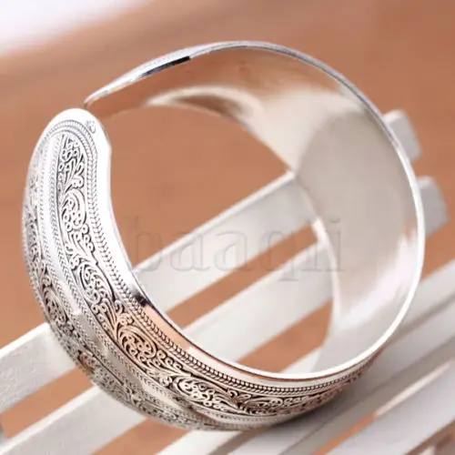 

Wholesale price 16new ^^10PC^^^^Asian Style Jewelry Tibet Silver Unisex Old Cuff Open Adjustable Bracelet 28m DA