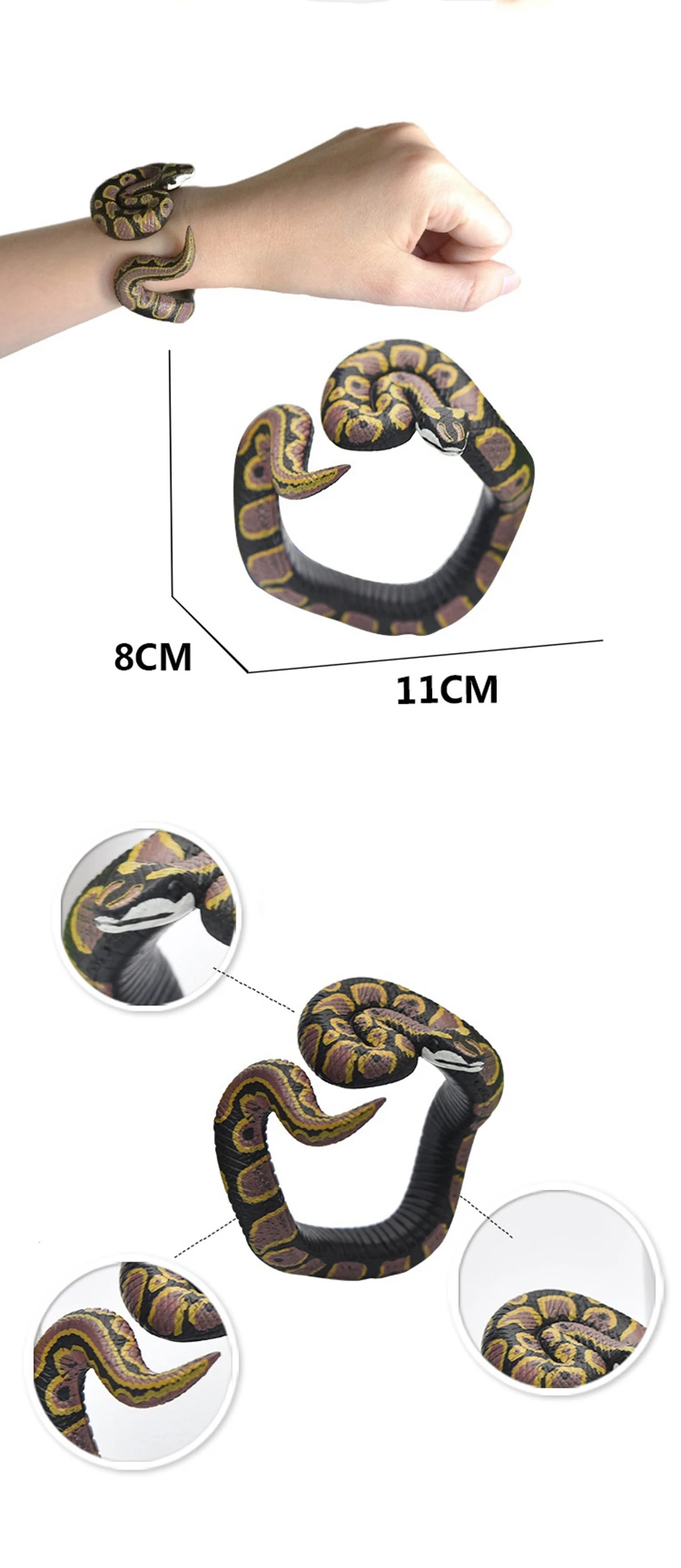 Имитация змеиного браслета Кобра Гремучая змея питон модель шутка смешная страшная игрушка поддельные змеи фигура семейные вечерние игрушки для детей