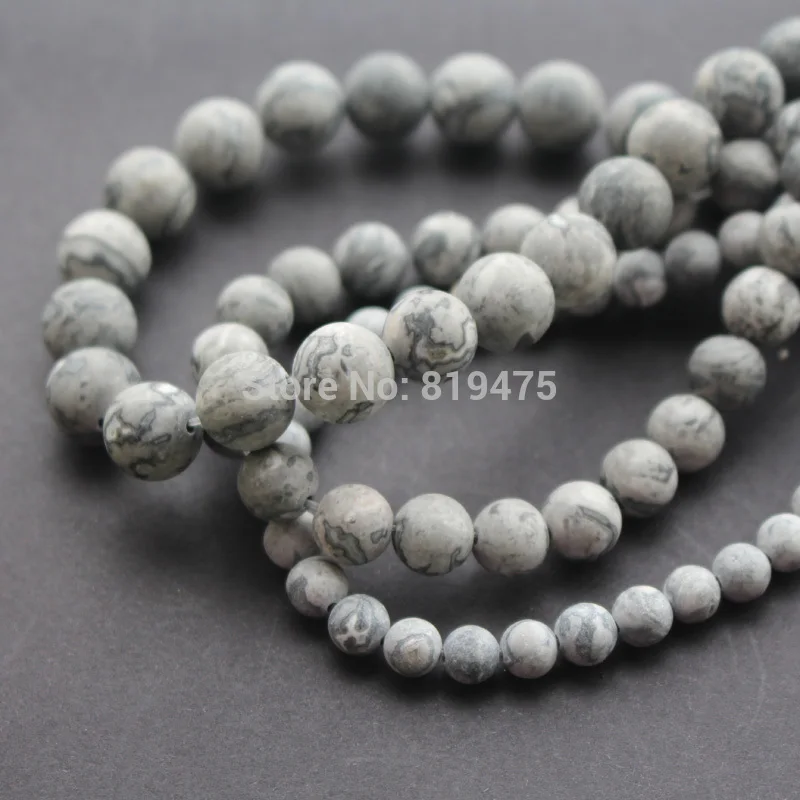 

6mm 8mm 10mm Matt Natural Stone beads Gray Beads Map style 1 string about 40cm wholesale