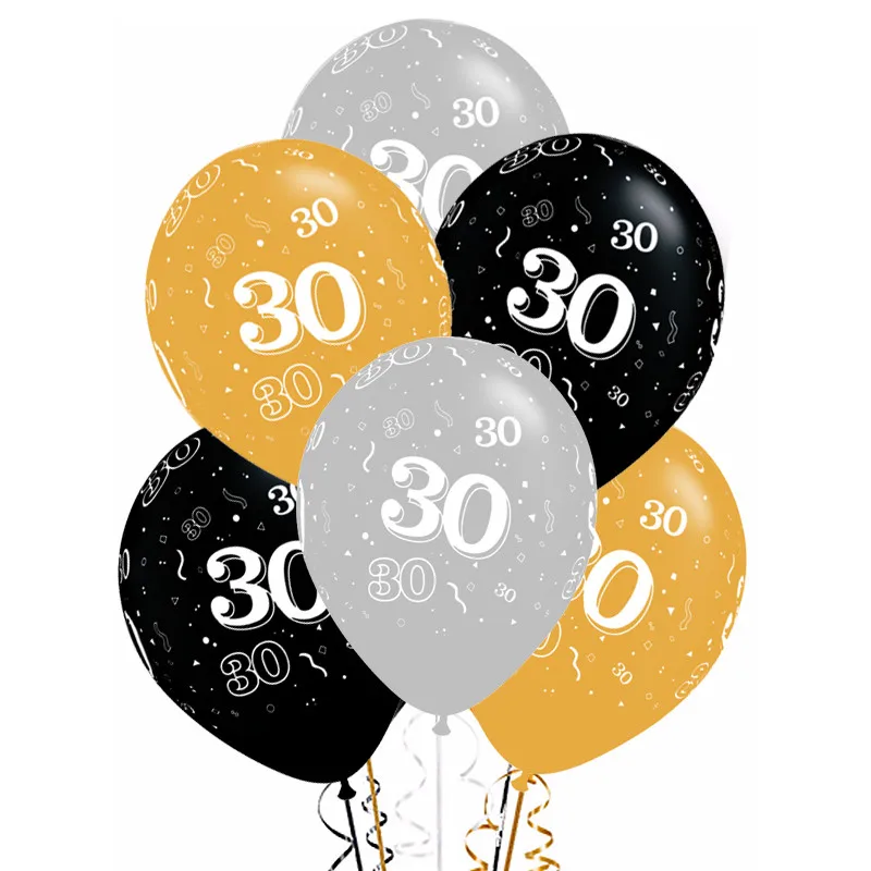 10 шт. 12 дюймов золотые серебряные черные латексные шары 21 30 40 50 лет с днем рождения украшения для взрослых гелиевые шары - Цвет: 30 mixed